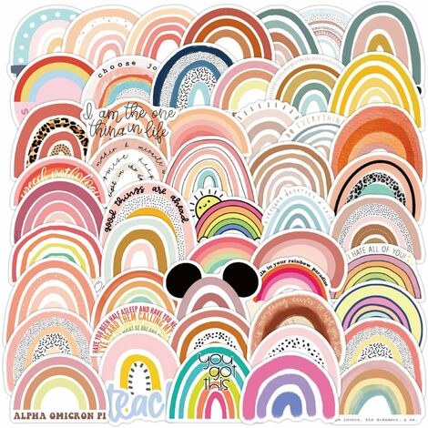 50 adesivi per laptop arcobaleno, adesivi impermeabili simpatici cartoni animati, adesivi arcobaleno in vinile kawaii, T-Audace