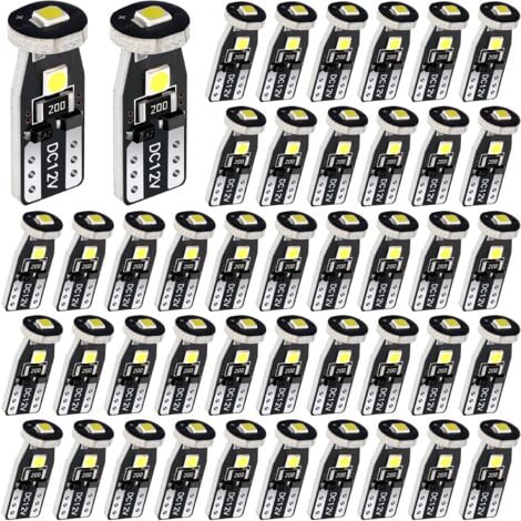 50 Ampoules T10 194 LED pour voiture W5W Ampoules LED pour l'intérieur de la voiture Ampoules de remplacement LED pour l'intérieur de la voiture Lampes de dôme, de carte, de porte de courtoisie, de pl
