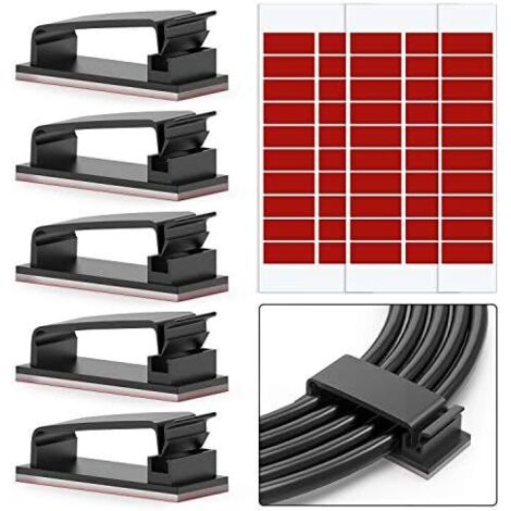 50 attaches-câbles, clips de fixation, adhésif 3M, organiseur de câbles, clip de gestion de câbles auto-adhésif, support de câble de bureau, câble de chargement TV-AquaForge