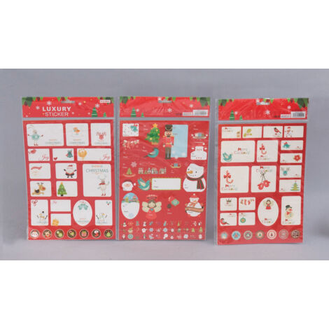 50 autocollants en papier sur dossier Cm.21X35 modèles assortis décoration de Noël