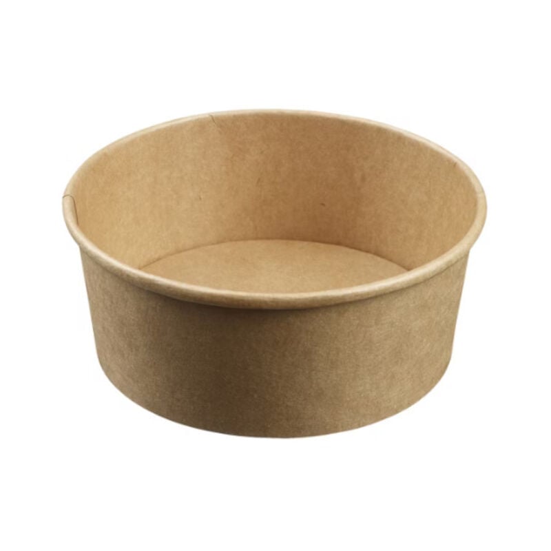 D-work - Boîtes à Salade Rondes en Kraft Écologique - Lot de 50 - Dimensions 149 mm x 75 mm - 1000 ml - Carton Biodégradable - Optimisées pour