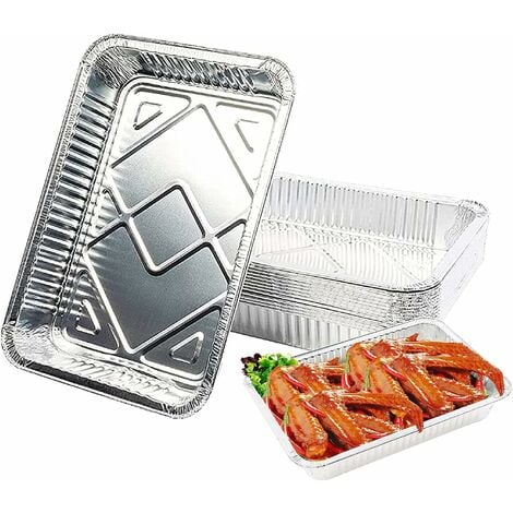 50 Bols en Aluminium, Accessoire de Barbecue Grandes Barquettes en Aluminium,Contenants pour Aliments Portables 200 x 111 x 5.5mm (L x B x H),650 ML