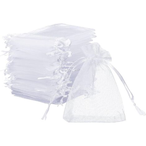 50 bolsitas de organza blancas, estuches para joyas, bolsas de regalo - 7 x 9 cm