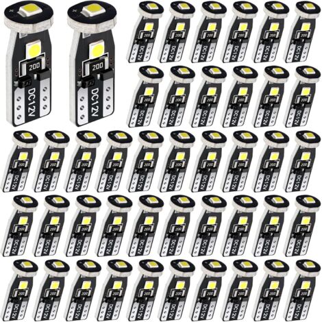 50 bombillas LED T10 194 para coche, W5W, para interior de coche, de repuesto para luces de techo, de mapa, de puerta de cortesía y de matrícula.
