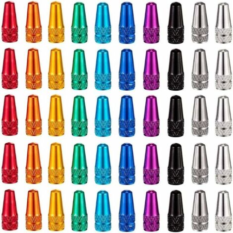 50 bouchons de valve Presta pour vélo, multicolores, en aluminium anodisé, style français, pour pneus de vélo.-AquaForge