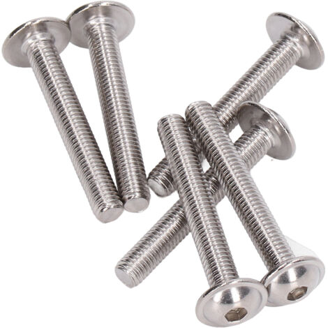 50 Boulons à tête cylindrique bombée avec base A2-70 en acier inoxydable, vis à six pans creux M5x35mm