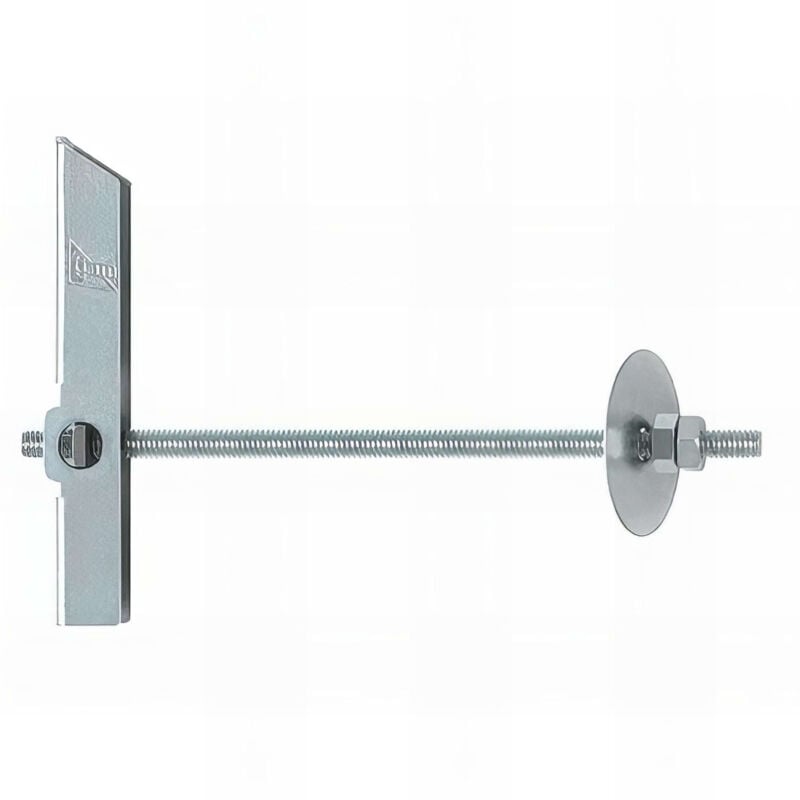 Boite de 50 - Cheville à bascule pour fixation en plafond dans matériaux creux - Segment de tige filetée - Zingué M5 Ø14