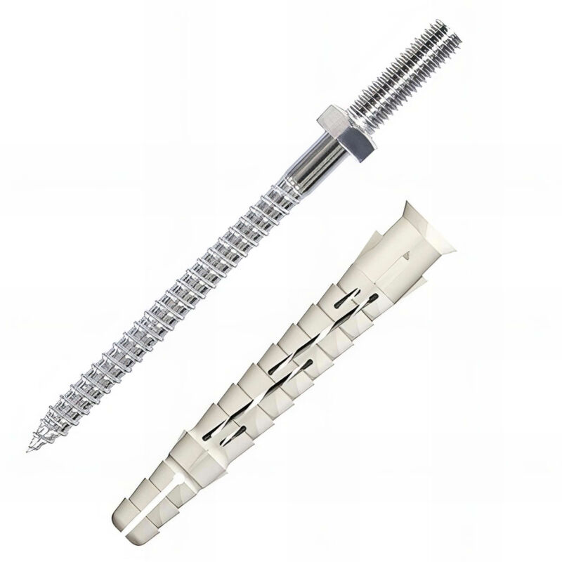 50 chevilles longues expansion nylon - vis piton mâle - acier zingué - 8 x 80 mm - pav M6 x 21 mm