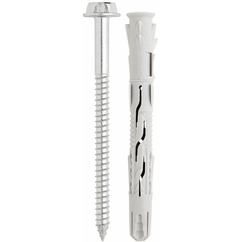 Boite de 50 - Cheville nylon universelle à haut rendement - Tête hexagonale - Homologuée ATE Option 7 Ø10 x 200