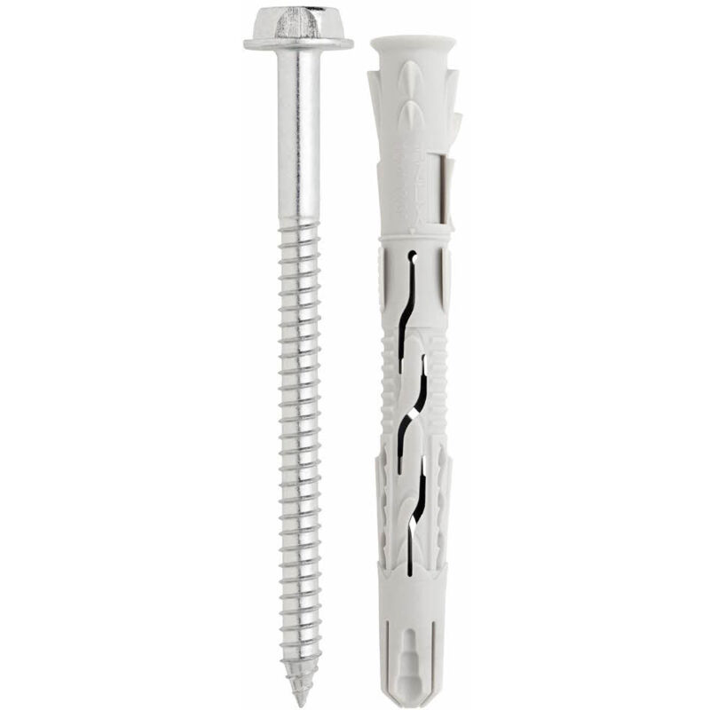 Boite de 50 - Cheville nylon universelle à haut rendement - Tête hexagonale - Homologuée ate Option 7 Ø10 x 140