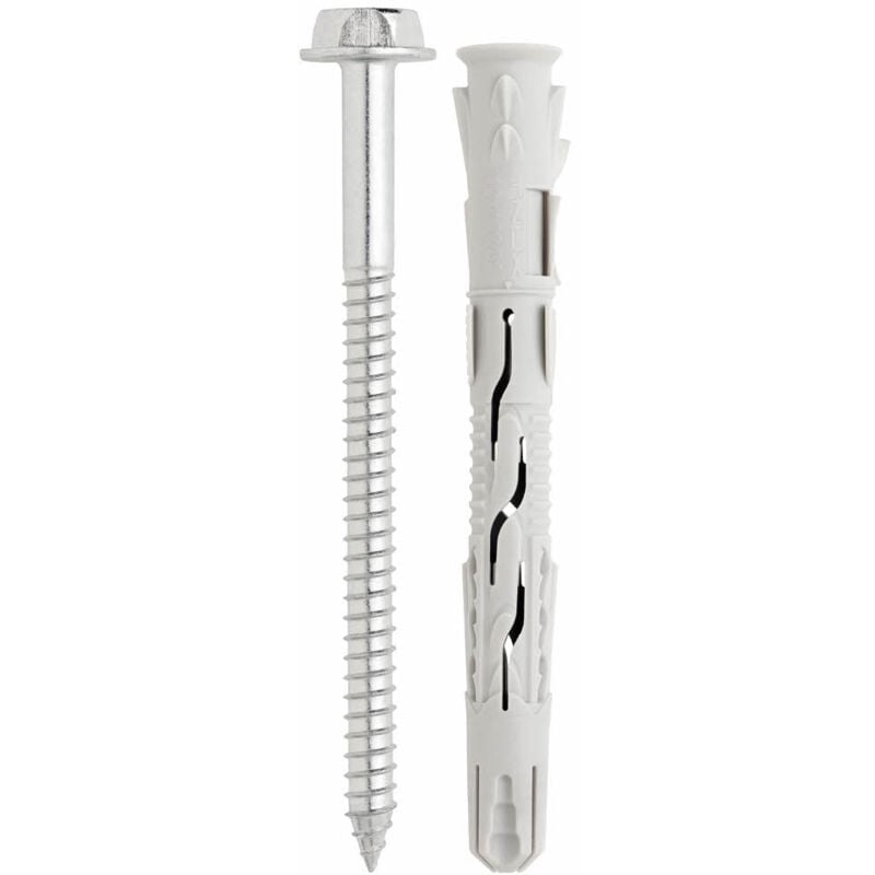 Boite de 50 - Cheville nylon universelle à haut rendement - Tête hexagonale - Homologuée ate Option 7 Ø10 x 60