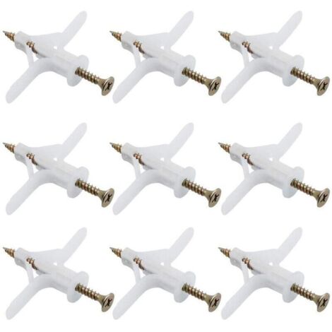 50 Chevilles pour Plaque de Plâtre Ensembles Plastique Tuyau D'expansion Avion Auto Foreuse d'extension Tube Chevilles Utilisé pour la Plupart des Murs Légers Plaques de Plâtre
