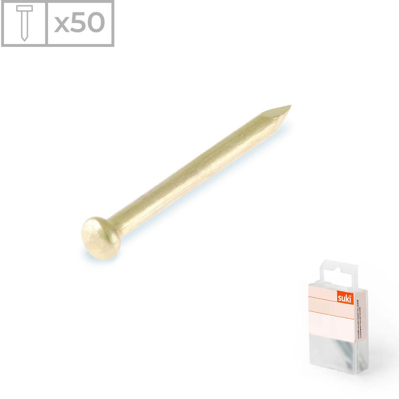 

Pack 50 Clavos con Cabeza Redonda | Fabricados en Latón | Medidas: 1,4 x 15mm | Material de Alta Resistencia