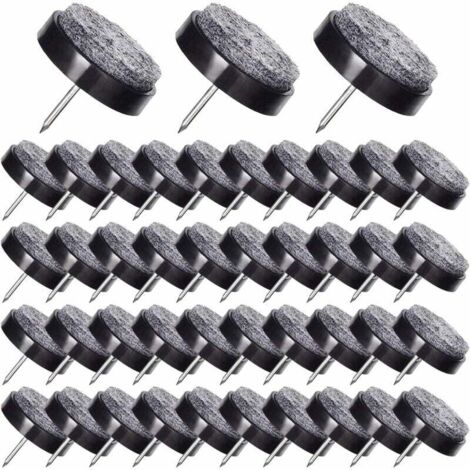 50 clavos para muebles, almohadillas de fieltro negras de 17 mm con caja de almacenamiento para muebles, sillas, taburetes y patas de mesa de madera (negro)