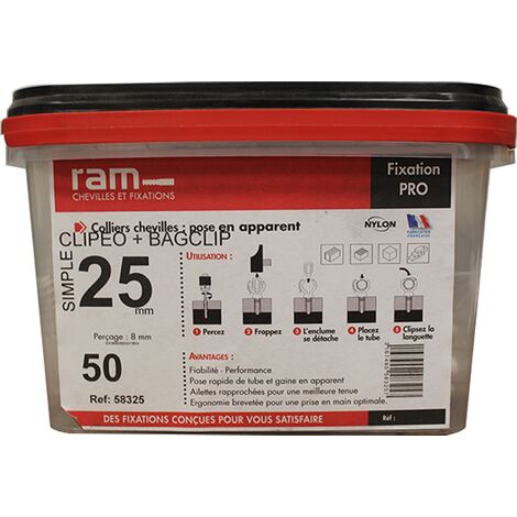 50 CLIPEO blanc Simple multicouche Ø25 + 50 BAGCLIP - RAM