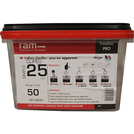 50 CLIPEO simple blanc pour tube multicouche nu Ø25 - RAM