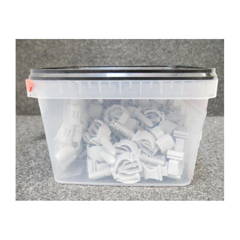 RAM - Seau de 50 Clipeo gris simple + Bagclip en nylon pour fixation de tube irl ø 25mm max sur supports pleins ou friables