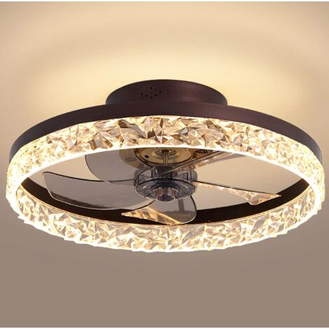 50 cm ceiling fan with light, dimmable LED, 6-speed timer, with remote control, brown