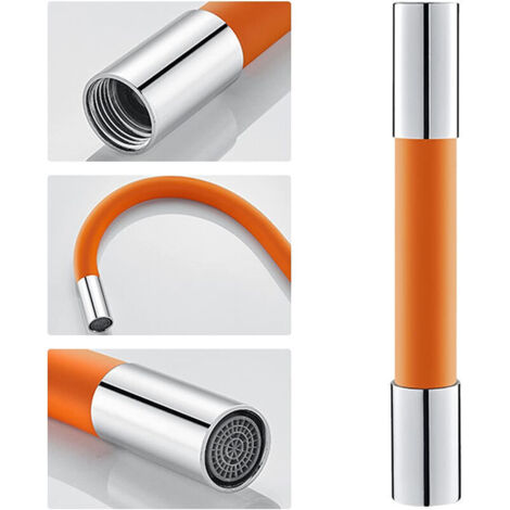50 cm langes Verlängerungsrohr für Wasserhähne, 360° drehbare Brauseschlauchverlängerung für Küche und Bad, Orange