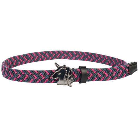50 cm, rosa e verde: Cintura elastica per bambine con fibbia a forma di testa unicorno modello Claire kinds