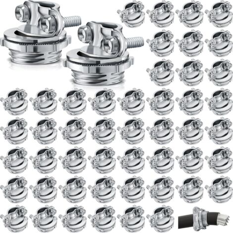 50 conectores de cable tipo abrazadera para cables eléctricos, protectores de conductos metálicos, de zinc plateado, 1/2 pulgada