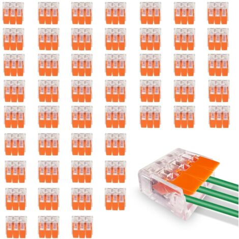 50 Connecteur Electrique, 3 Entrées, Transparent, 0.14-4.0 mm², 450V, Pour Éclairage Et Automobile