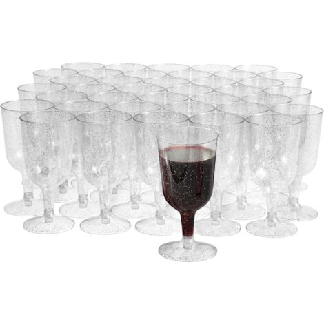 50 Copas de Vino de Plástico con Brillo Plateado, 170ml - Resistentes y Reutilizables - Copas para Cócteles, Postres - Perfectas para Fiestas, Cumpleaños, Bodas, Navidad Visita la tienda MATANA