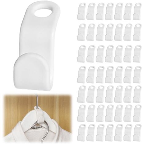 50 Crochet Gain De Place, Connecteur Cintres Plastique, Empilable Pour Armoire, Blanc