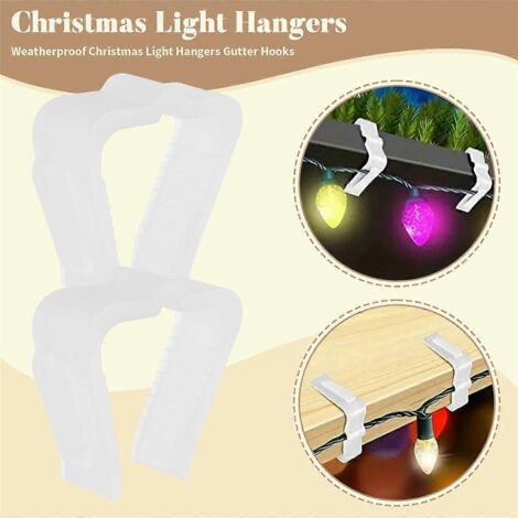 50 crochets de suspension pour guirlandes lumineuses de Noël, 4,1 cm (1 5/8 pouce), clips blancs pour planches de rive