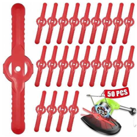 50 cuchillas de plástico para cortacésped, cuchillas de repuesto de 134 mm para cortacéspedes inalámbricos, cuchillas de corte para cortacésped, herramientas para césped, madera o pastoreo
