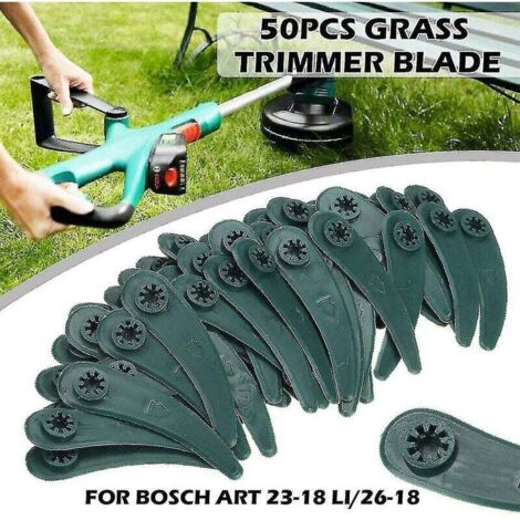 50 cuchillas de plástico para desbrozadora - Compatibles con Bosch Art23-18li/Art26-18li - Cortadora de césped - Duraderas - Para jardineros y propietarios de Bosch