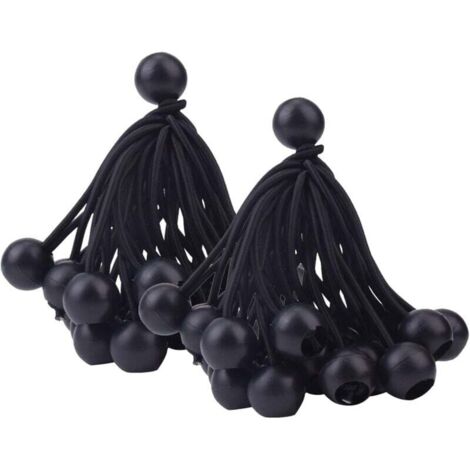 50 cuerdas elásticas negras para toldos, carpas, carpas y cortinas, 10 cm