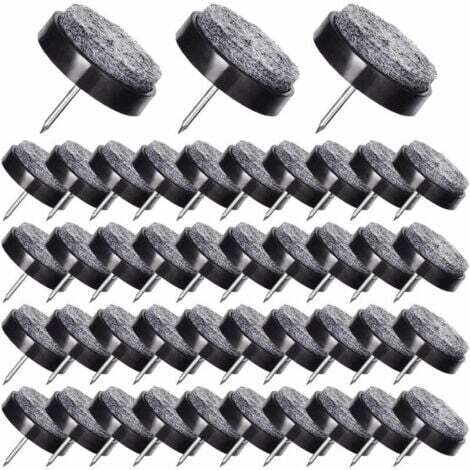 50 deslizadores de silla con clavos de 24 mm - Almohadillas de fieltro para proteger las patas de los muebles - Negro