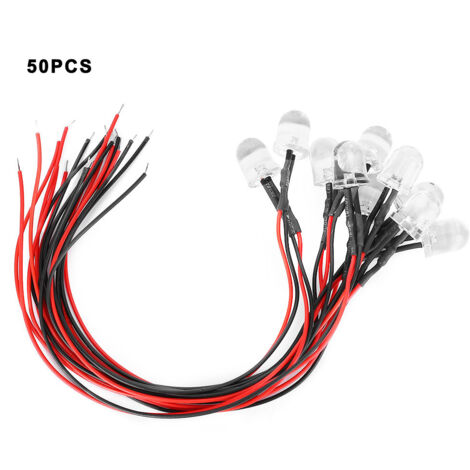 50 diodes LED orange 12V pré-câblées, 10 mm tête ronde, pour projets d'éclairage et électronique DIY
