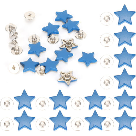 50 Ensembles Clous Décoratifs Étoile en Alliage Zinc Antirouille 12mm pour Vêtements et Accessoires (Bleu)