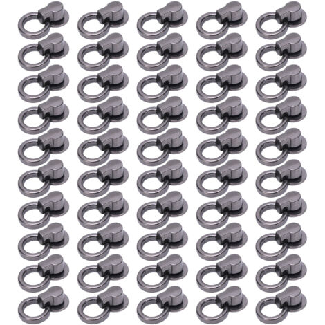 50 Ensembles de Rivets Moine avec Anneaux, Tête Ronde 13x12mm en Cuivre Haut Brillant pour Vêtements, Sacs, Chaussures DIY - Argent et Noir
