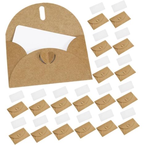 50 ensembles Lot de Enveloppes Kraft Mini avec Cartes Blanches Vierges