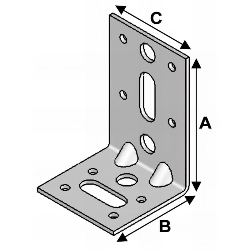 Equerre avec renforts (h x l x l x ép) 85 x 55 x 55 x 2,5 mm - AL-ER08050525 Alsafix