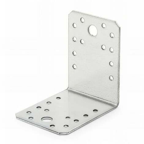 Index – Équerres perforées en acier galvanisé 50 x 50 x 35 mm – Boîte de 50 unités – Fixation bois-bois et bois-béton