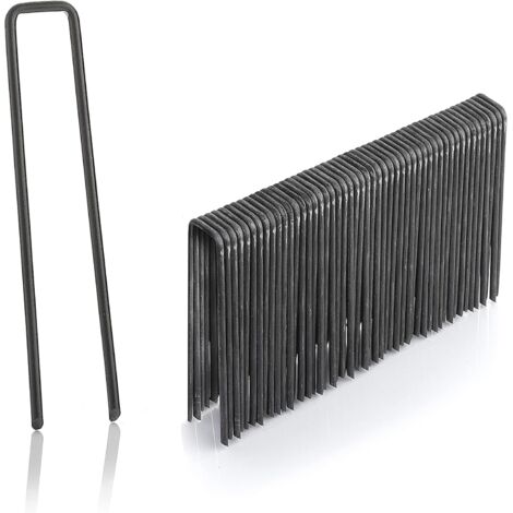 50 Erdanker 150mm lang, 40mm breit, Ø 2,5 mm, Befestigungsanker Bodenanker für den Garten aus unverzinktem Stahl, Erdnägel Heringe zur Befestigung von Unkrautvlies, Kunstrasen