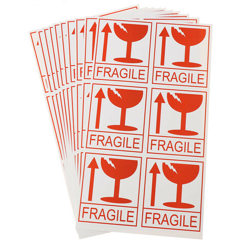 50 Etichette adesive FRAGILE, maneggiare con cura - 8x6cm