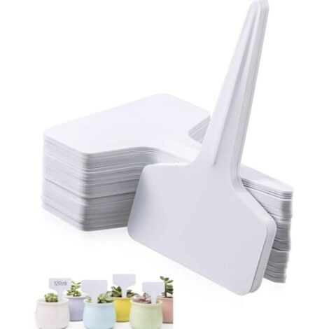50 etichette per piante, etichette per piantine, 50 etichette per orto a T (6 x 10 cm), etichette impermeabili, etichette riutilizzabili - Contenitori e accessori per piante. (Bianco 50)