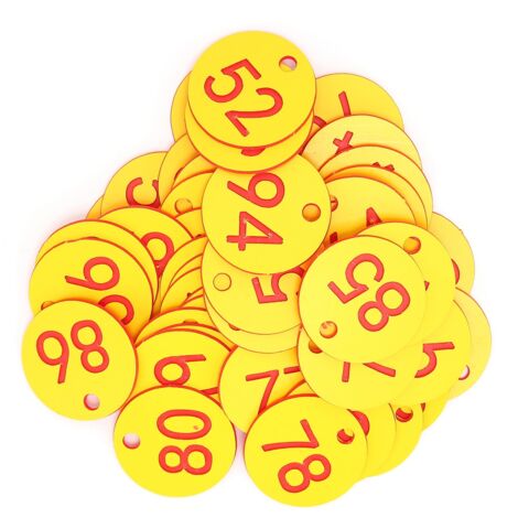 50 Étiquettes numérotées pour ruches en ABS, rondes avec trou, accessoire d'élevage rouge et jaune