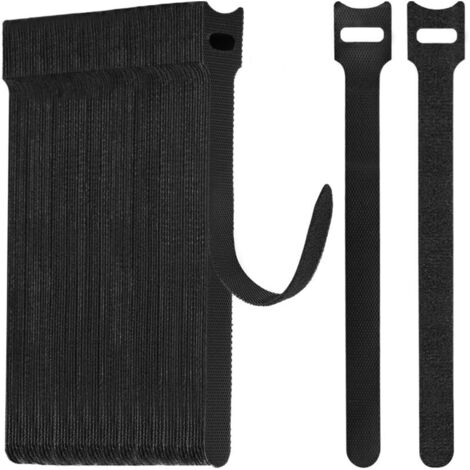 50 fascette per cavi riutilizzabili, lunghe 20 cm, regolabili, di colore nero, per la gestione dei cavi.