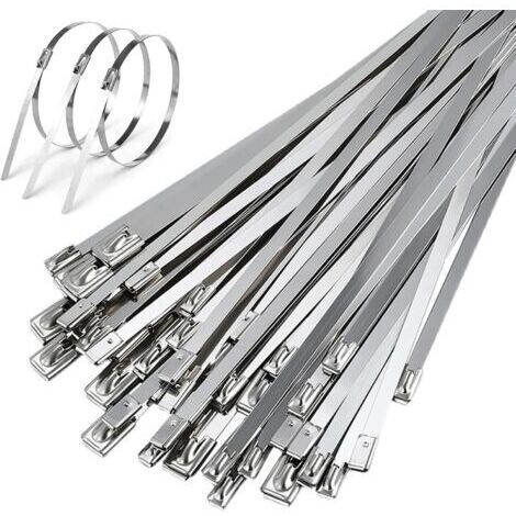 50 fascette stringicavo resistenti da 500×4,6 mm in acciaio inossidabile, autobloccanti, ideali per avvolgere tubi di scarico, raggruppare cavi e fissare tende da sole e recinzioni.