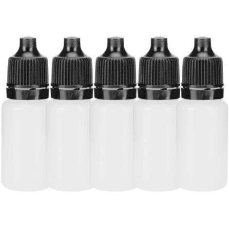 50 flacons compte-gouttes vides 5ml souples pour liquides, bouchons noirs inclus