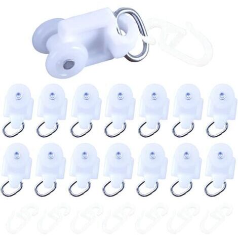 50 galets de glissement pour rideaux, galets pour tringle à rideaux, crochets pour rail de rideaux, galets en plastique pour rail, crochets coulissants pour rail