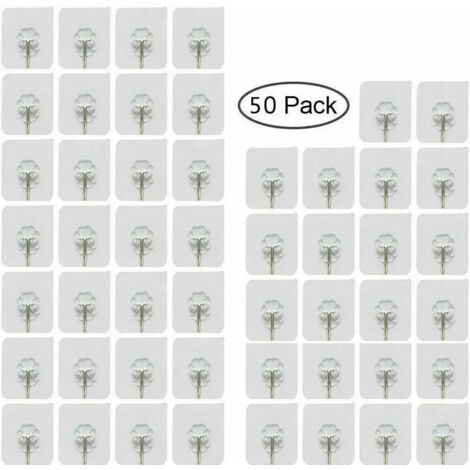 50 ganchos de pared autoadhesivos transparentes, no requieren taladrar.