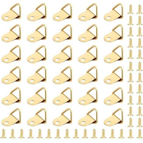 50 ganchos para marcos de fotos - Anillos triangulares con 50 tornillos - Ideales para marcos de fotos y decoración de muebles