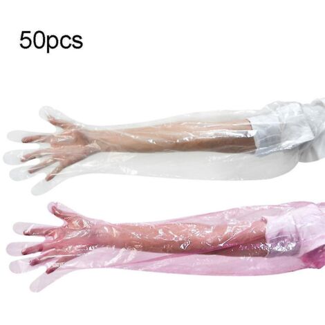 50 gants longs jetables en plastique pour examen vétérinaire des moutons et des bovins
